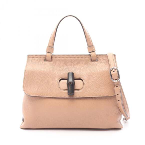 GUCCI Authentic Cream Leather Bamboo Bag